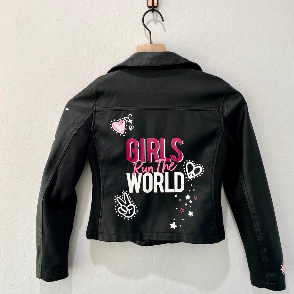 Girls Leather bomber jacket